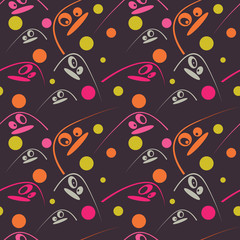 Pattern with eyes over dark background. Vector
