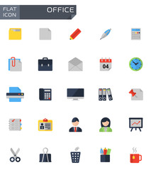 Vector flat office icons set. Office Icon Object, Office Icon Picture, Office Icon Image - stock vector