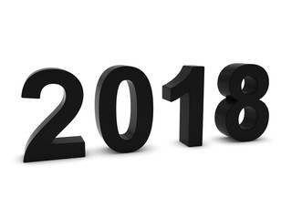 Black 2018 3D Numbers - Year Twenty Eighteen Isolated on White