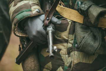 Close up of german military ammunition of a German soldier