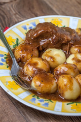 Dumplings with pork sauce.Selective focus.
