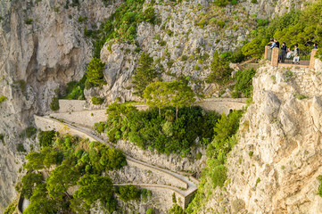 Beautiful autumn day at Via Krupp, on the coast of  Mediterranean Sea  - Capri Island ,Italy