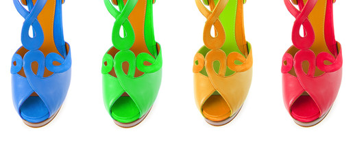 Colourful woman shoes isolated on white