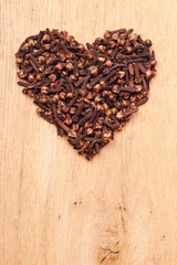 Heart form made from spice cloves