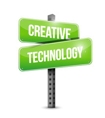 creative technology street road sign concept