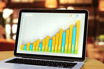 Business chart on laptop screen