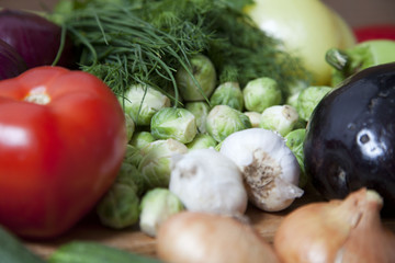 Mix vegetables on rustic background