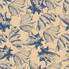 Seamless pattern with different  shells