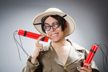 Funny safari traveller in travelling concept © Elnur