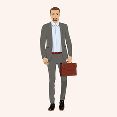 Businessman with briefcase. vector Illustration