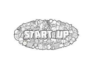 Start Up - Hand Lettering and Doodles Elements Sketch on Exercis