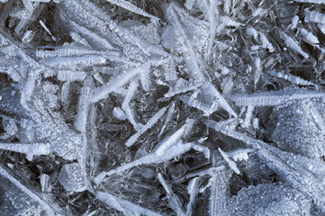 Ice texture. The structure of the ice on the lake. Ice backgroun.