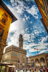 Fototapeta premium Piazza della Signoria in Florence under clouds