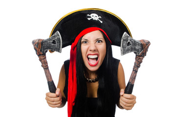 Woman pirate isolated on white
