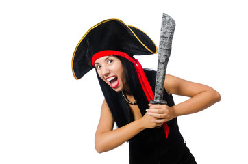 Woman pirate isolated on white