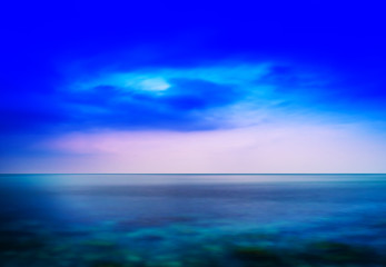 Fototapeta na wymiar Horizontal aqua blue fresh seascape cloudscape abstraction backg
