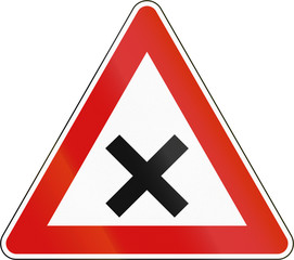 Slovenian road warning sign - Uncontrolled crossroads