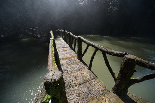 Walkpath in front of Dambri waterfall in Vietnam