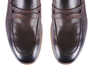 Tip of male shoes isolated on white