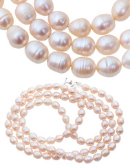 neclace from white and pink natural river pearls