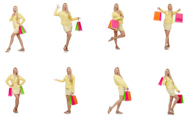 Collage of woman with shopping bags