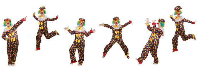 Set of clown photos isolated on white