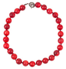 round necklace from red sponge coral beads