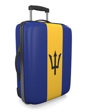 Barbados vacation destination concept of a flag painted travel suitcase