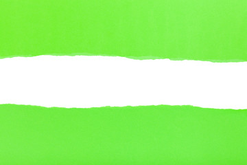 divided halves of the sheet of green ripped paper