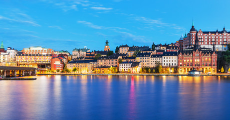 Evening panorama of the Old Town in Stockholm, Sweden