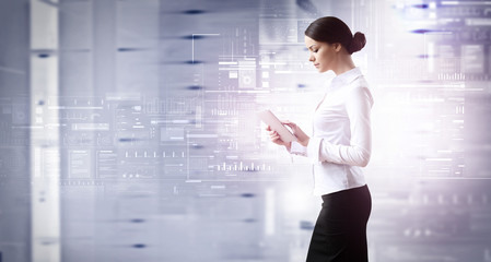 Woman using modern technologies