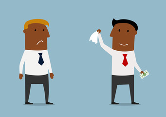 Businessman taking money from competitor