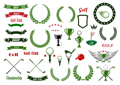 Golf and golfing sport elements or items