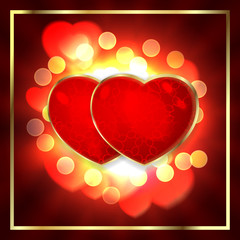 Vector illustration of pair valentine heart on abstract background