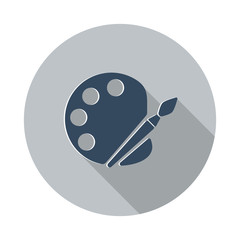 Flat Palette icon with long shadow on grey circle