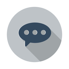 Flat Comment icon with long shadow on grey circle