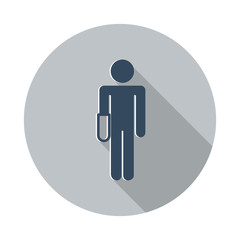 Flat Hand icon with long shadow on grey circle