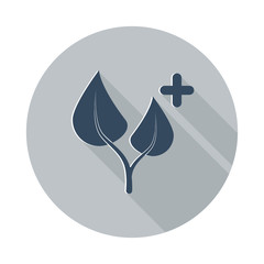 Flat Medical Herbs icon with long shadow on grey circle