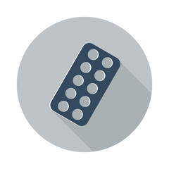 Flat Tablet Strip icon with long shadow on grey circle