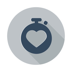 Flat Heart Rate Monitor icon with long shadow on grey circle