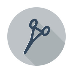 Flat Surgical Clamps icon with long shadow on grey circle