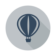 Flat Air Balloon icon with long shadow on grey circle