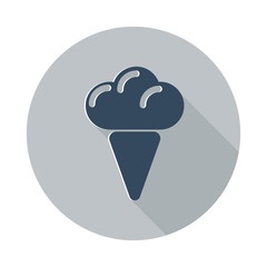 Flat Ice Cream icon with long shadow on grey circle