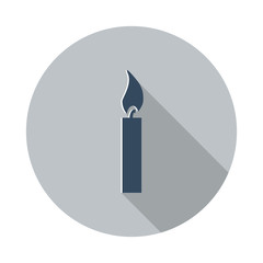 Flat Candle Light icon with long shadow on grey circle