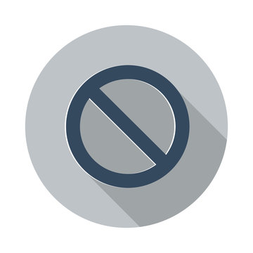 Flat Forbidden icon with long shadow on grey circle