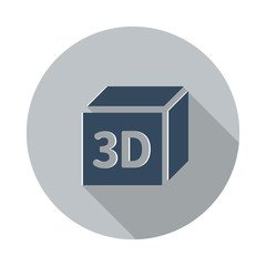 Flat 3D Box icon with long shadow on grey circle