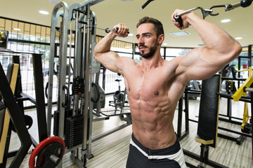Fototapeta na wymiar Biceps Workout Cable Crossover