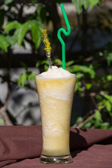 Fruit milk cocktail on the table