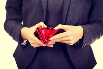 Businesswoman with empty wallet.