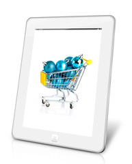 Online shopping concept.  Christmas shopping theme in tablet